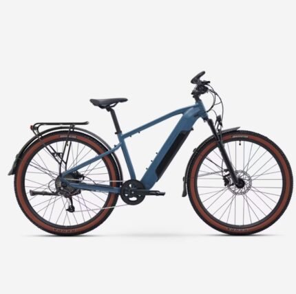 Vélo tout chemin électrique cadre haut ROCKRIDER E-EXPL 100 LTD bleu
