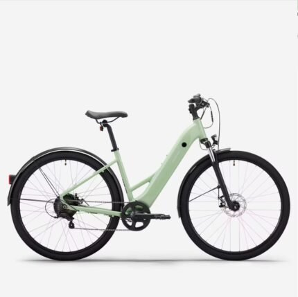 Vélo tout chemin électrique cadre bas E-ACTV 100 vert amande.