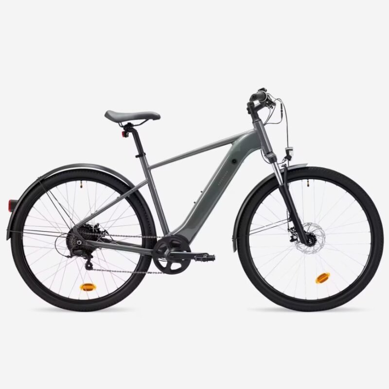 Vélo tout chemin électrique cadre haut ROCKRIDER e-actv 100 gris anthracite