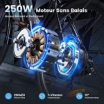 VTT Électrique iScooter UcityS Noir 26'' Batterie Amovible – Image 3