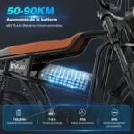 Vélo assistance électrique EVERCROSS  adulte EK30 Pneus Gros 20"-Batterie amovible 48V 15.6Ah – Image 3
