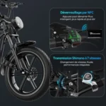 Vélo assistance électrique EVERCROSS  adulte EK30 Pneus Gros 20"-Batterie amovible 48V 15.6Ah – Image 4