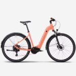 Vélo tout chemin électrique Rockrider à moteur central et cadre bas, E-ACTV 500 pêche