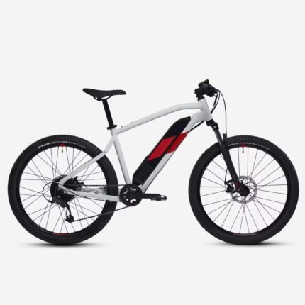 VTT électrique semi-rigide ROCKRIDER 27.5 - E-ST 100 Blanc Rouge