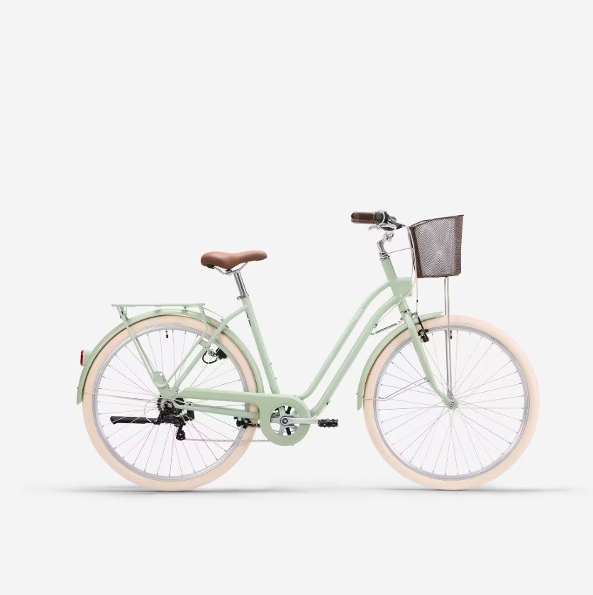 Vélo de ville ELOPS cadre bas 520 vert amande (24) Vélo de ville ELOPS cadre bas 520 vert amande