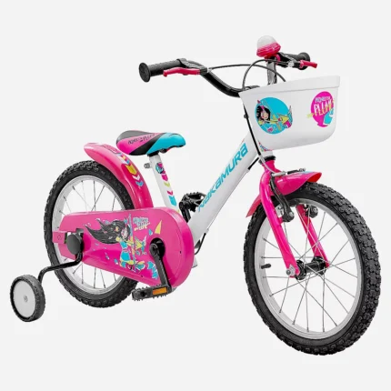 Vélo enfant Nakamura 16 pouces 3-6 ans Princesse Plume Rose et blanc
